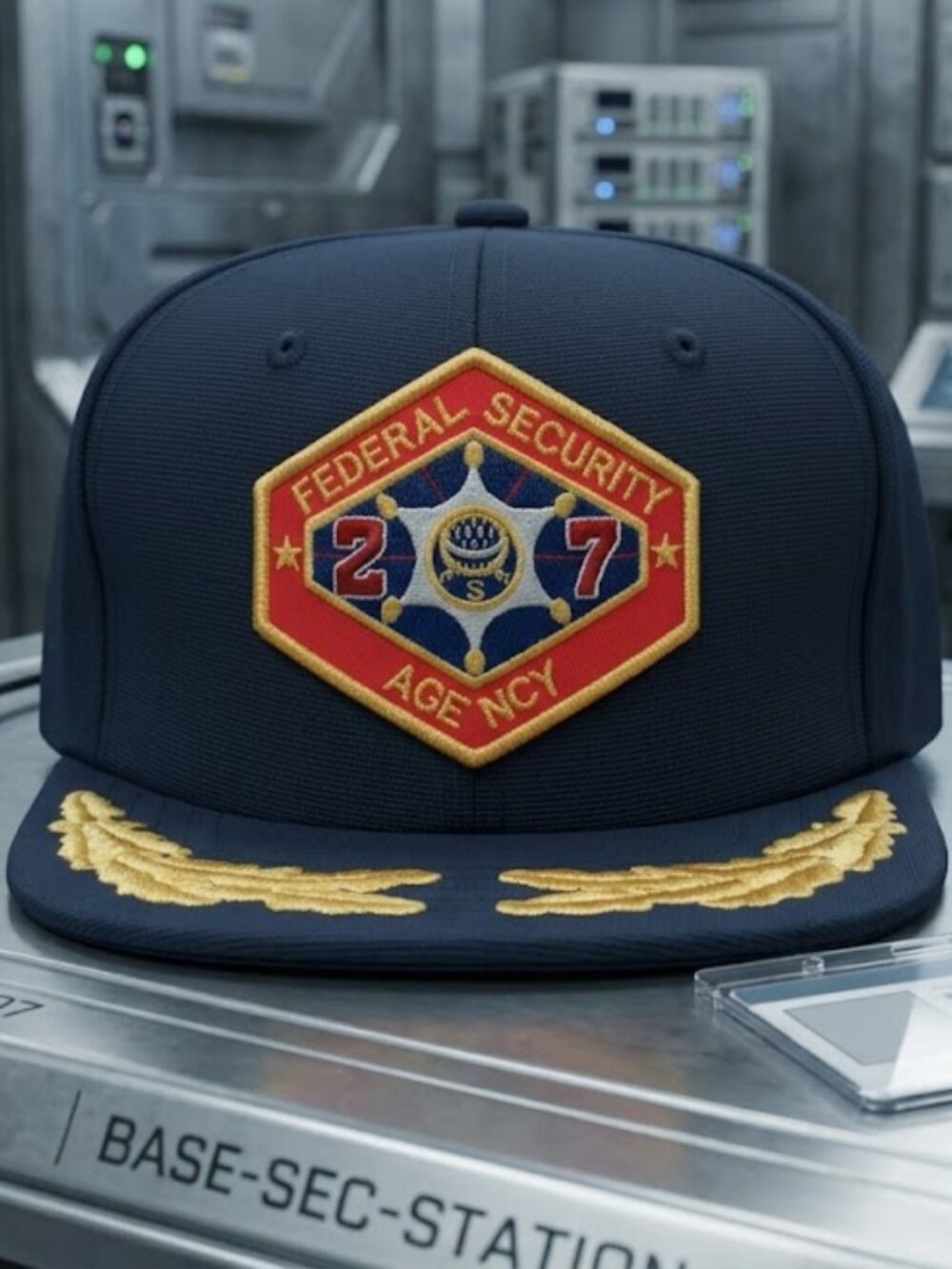 Outland Sci Fi Movie Hat Federal Security Agency Patch Navy Flat Bill Cap Adult